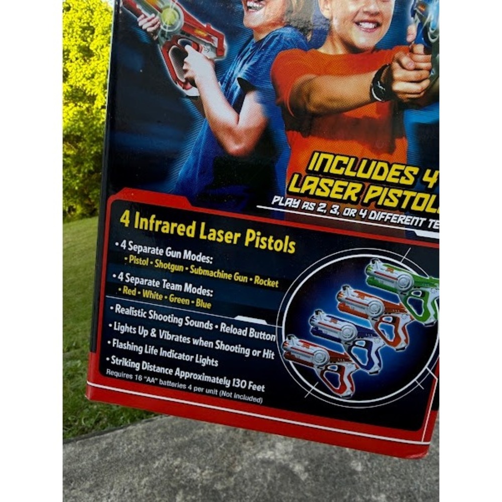 KidzLane Infrared Laser Tag Set 4 Player Pack 4 Gun Modes Multi-Color Blasters - Picture 2 of 4